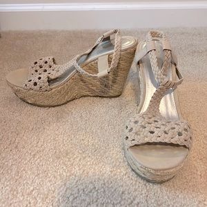 3/$20 Trash Tan Boho Wedges. Size 9.